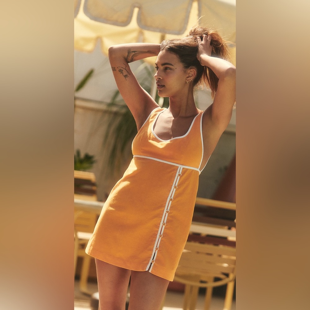 Free People Vivian Mini Dress in Malibu Orange Combo